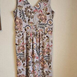 Christopher and Banks NWT Floral Sleeveless V Neck Midi Dress Career Sz M